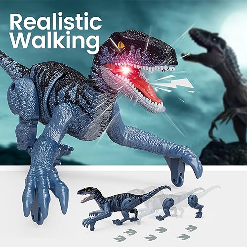 Tecnock Remote Control Dinosaurs, Mini Dinosaur Toys for Kids 3-5 5-7, 2.4GHz Walking RC Robot Dinosaur with Lights, Gifts for Boys Girls Age 4 5 6 7 8-12