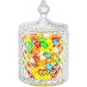 inftyle glass candy dish with lid 1pcs 20oz large crystal glass candy jar jewelry box dappen dish cookie jar for decorative storage gift idea