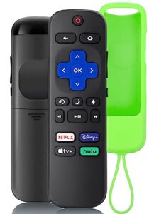 universal remote for roku tv, replacement remote with remote case, compatible with tcl hisense sharp philips jvc rca sanyo lg haier roku tvs, not for roku stick and box