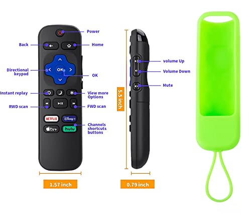 Universal Remote for Roku TV, Replacement Remote with Remote Case, Compatible with TCL Hisense Sharp Philips JVC RCA Sanyo LG Haier Roku TVs, Not for Roku Stick and Box