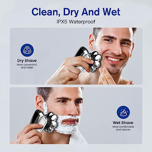 Mr.wintek Magnetic Head Shavers for Bald Men, 5-in-1 Electric Razor IPX5 Waterproof for Men, Cordless Electric Head Shavers with Beard Nose Hair Trimmer, Grooming Kit with LED Display