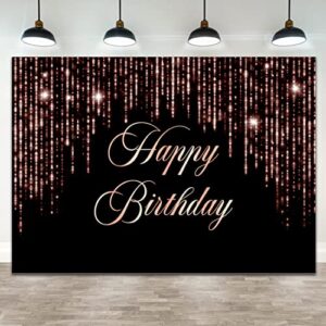 wollmix happy birthday decorations backdrop for women rose gold banner girls princess glitter sweet 16 photography background party supplies photo booth cake table props 7x5ft