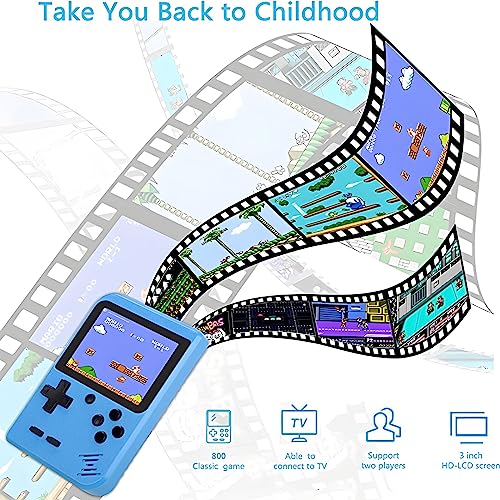 Tlsdosp Handheld Game Console, Portable Retro Video Game Console Upgrade 800 Classic FC Games, Large Battery Capacity of 1020mAh, USB Charging, Electronic Game Player Birthday Xmas Present Storage Bag