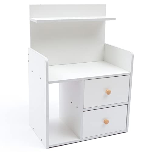 MIMODA Nightstand 2 Drawers with Open Storage End Side Table Open Shelf Bed Table for Bedroom, Living Room, Office, White