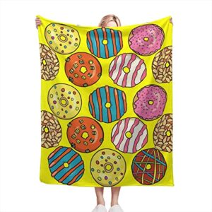 micare donut blanket gifts for men women adults donut loves funny throw blankets donut texture print happy donuts plush blanket flannel blanket for living room sofa couch bed office lap 60x80 inches