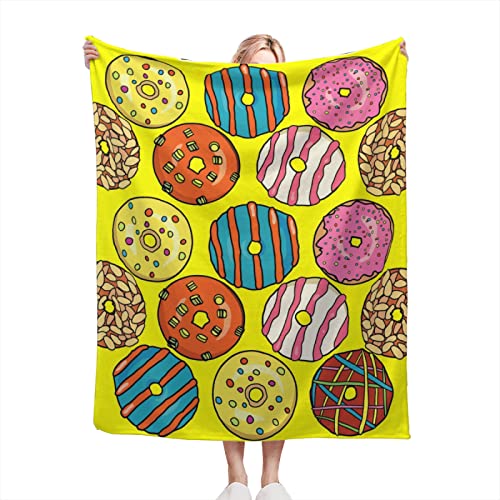 MICARE Donut Blanket Gifts for Men Women Adults Donut Loves Funny Throw Blankets Donut Texture Print Happy Donuts Plush Blanket Flannel Blanket for Living Room Sofa Couch Bed Office Lap 60x80 Inches