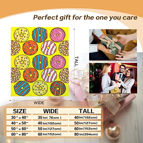 MICARE Donut Blanket Gifts for Men Women Adults Donut Loves Funny Throw Blankets Donut Texture Print Happy Donuts Plush Blanket Flannel Blanket for Living Room Sofa Couch Bed Office Lap 60x80 Inches