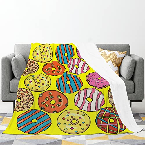 MICARE Donut Blanket Gifts for Men Women Adults Donut Loves Funny Throw Blankets Donut Texture Print Happy Donuts Plush Blanket Flannel Blanket for Living Room Sofa Couch Bed Office Lap 60x80 Inches