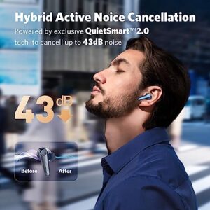 EarFun Air Pro 3 Noise Cancelling Wireless Earbuds, Qualcomm® aptX™ Adaptive Sound, 6 Mics CVC 8.0 ENC, Bluetooth 5.3 Earbuds, Multipoint Connection, 45H Playtime, App Customize EQ, Blue