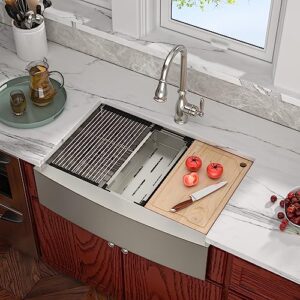 33 Farmhouse Kitchen Sink - Shinmou 33x22x9 Inch Apron Front Kitchen Sinks Stainless Steel Farm Sinks Single Bowl Workstation Kitchen Sink Basin