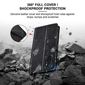 Jasonyu Flip Wallet Case for Samsung Galaxy Note 10 Plus,Leather Magnetic Folio Cover with Card Holder,Kickstand - TPU Shockproof Durable Protective Phone Case,Black