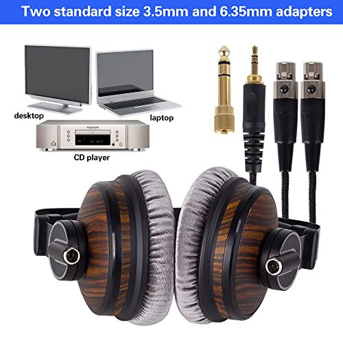 Hi-Fi Music Studio Monitor Headphones - 50mm Drivers Unit and 3.5mm/6.35mm Jack, Wired Over Ear Headphones for Music, DJ Mixing, Audiophile and AMP Computer Recording