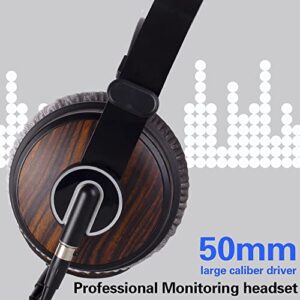 Hi-Fi Music Studio Monitor Headphones - 50mm Drivers Unit and 3.5mm/6.35mm Jack, Wired Over Ear Headphones for Music, DJ Mixing, Audiophile and AMP Computer Recording