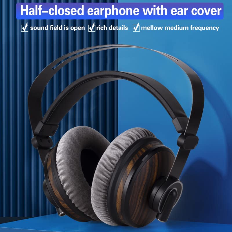 Hi-Fi Music Studio Monitor Headphones - 50mm Drivers Unit and 3.5mm/6.35mm Jack, Wired Over Ear Headphones for Music, DJ Mixing, Audiophile and AMP Computer Recording