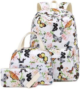 camtop school backpacks for teen girls lightweight elementary middle backpack bookbags set medium(17 inch,butterfly rose)