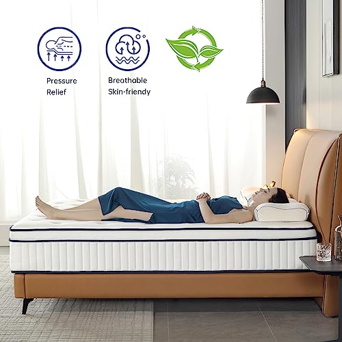 SUAYEA Full Mattress, 12 Inch Full Size Mattress in a Box, Medium Firm Matterss with Pocket Spring and Soft Foam, Ultimate Motion Isolation, Strong Edge Support, Hybrid Mattress