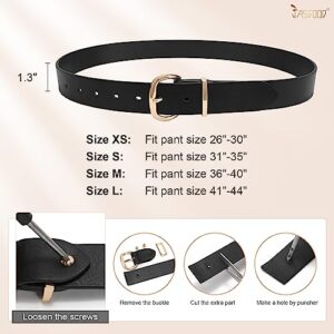 JASGOOD Women Black Pu Leather Belt for Jeans Pants Gold Buckle Lady Fashion Dress Waist Belt(Black,Fit Waist Size 26-30inch)