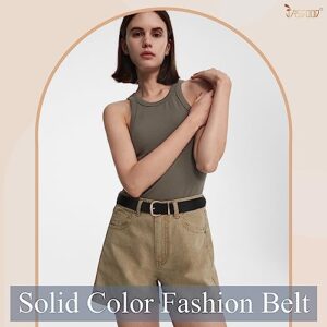JASGOOD Women Black Pu Leather Belt for Jeans Pants Gold Buckle Lady Fashion Dress Waist Belt(Black,Fit Waist Size 26-30inch)