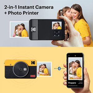 KODAK Mini Shot 2 Retro 4PASS 2-in-1 Instant Digital Camera and Photo Printer (2.1x3.4 inches) + 68 Sheets Bundle, White