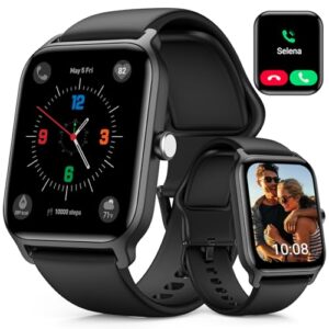 7-day long battery life, smart watch for women and men, iphone android compatible, waterproof fitness tracker smartwatch with call, alexa, heart rate/spo2 monitor, sleep tracker, 1.8 inch (black)