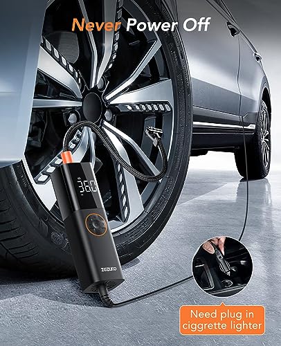 ZGZUXO Tire Inflator Portable Air Compressor,DC 12V Small Pump for Car Tires,150PSI Electric with Digital Pressure Gauge,LED Light Motorcycle Bike Ball,Bike Pump,Black-orange (CZK-3640)