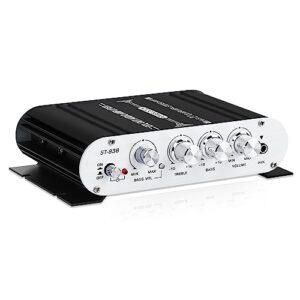 st-838 2.1ch hifi audio amplifier rms 20wx2+40w stereo amplifier with subwoofer output class d mini digital power amplifier receiver with aux for home,car speakers,black (power supply not included)