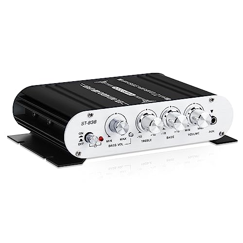 ST-838 2.1CH HiFi Audio Amplifier RMS 20Wx2+40W Stereo Amplifier with Subwoofer Output Class D Mini Digital Power Amplifier Receiver with AUX for Home,Car Speakers,Black (Power Supply not Included)