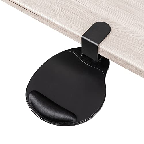 EHO Clamp on Mouse Platform, Clip on Pad Rotating 360 Degree, w/Comfortable Gel Wrist Rest, Ergonomic, Attachment, Slide Out Tray, Suitable for 1.5" Thickness Desk, for Home Office Desk Organizer