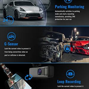 Dash Cam,1080P WiFi Dash Camera for Cars,Dash cam Front with App,Car Camera with Night Vision,170° Wide Angle WDR,24 Hours Parking Mode,G-Sensor,Loop Recording,Support 128GB Max-Hardwiring kit