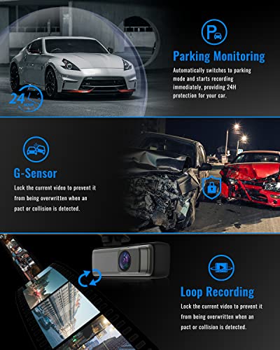 Dash Cam,1080P WiFi Dash Camera for Cars,Dash cam Front with App,Car Camera with Night Vision,170° Wide Angle WDR,24 Hours Parking Mode,G-Sensor,Loop Recording,Support 128GB Max-Hardwiring kit