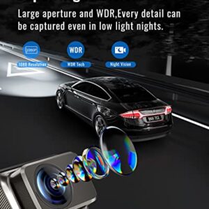 Dash Cam,1080P WiFi Dash Camera for Cars,Dash cam Front with App,Car Camera with Night Vision,170° Wide Angle WDR,24 Hours Parking Mode,G-Sensor,Loop Recording,Support 128GB Max-Hardwiring kit