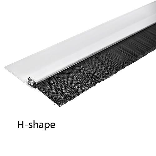 TA-VIGOR Door Sweep 39.37-in x 1.89-inch, Door Bottom Sweep with H-Shape Aluminum Alloy Base, 0.8-inch Nylon Brush Insert Door Brush Bottom Sweep