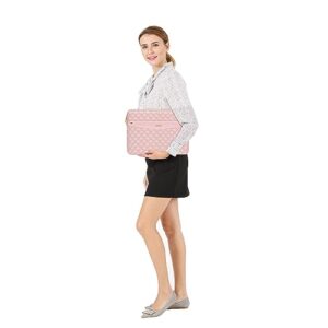 MOSISO Laptop Sleeve Compatible with MacBook Air/Pro, 13-13.3 inch Notebook,Compatible with MacBook Pro 14 inch 2023-2021 A2779 M2 A2442 M1, Square Quilted Polyester Horizontal Carrying Bag,Chalk Pink