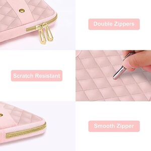 MOSISO Laptop Sleeve Compatible with MacBook Air/Pro, 13-13.3 inch Notebook,Compatible with MacBook Pro 14 inch 2023-2021 A2779 M2 A2442 M1, Square Quilted Polyester Horizontal Carrying Bag,Chalk Pink