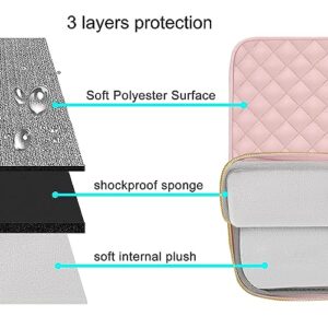 MOSISO Laptop Sleeve Compatible with MacBook Air/Pro, 13-13.3 inch Notebook,Compatible with MacBook Pro 14 inch 2023-2021 A2779 M2 A2442 M1, Square Quilted Polyester Horizontal Carrying Bag,Chalk Pink