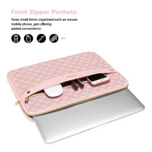 MOSISO Laptop Sleeve Compatible with MacBook Air/Pro, 13-13.3 inch Notebook,Compatible with MacBook Pro 14 inch 2023-2021 A2779 M2 A2442 M1, Square Quilted Polyester Horizontal Carrying Bag,Chalk Pink