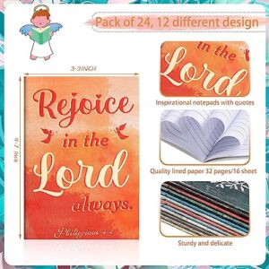 24 Pcs Bible Verse Notebook Religious Motivational Notepads Small Pocket Journal Inspirational Notepads Christian Scripture Notebooks for Office School Travel Supplies, 3.3 x 4.7 Inch (Watercolor)