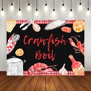 Lofaris Crawfish Boil Backdrop Sign Large Block Party Birthday Banner Decoration Crawfish Boil Party Supplies Photograph Background Indoor Outdoor Banner Decorations Cake Table Studio Props 7x5ft