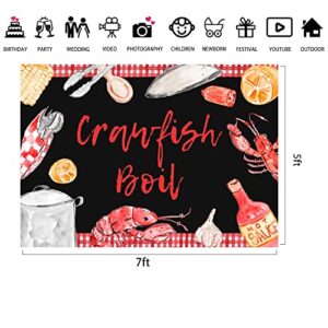 Lofaris Crawfish Boil Backdrop Sign Large Block Party Birthday Banner Decoration Crawfish Boil Party Supplies Photograph Background Indoor Outdoor Banner Decorations Cake Table Studio Props 7x5ft