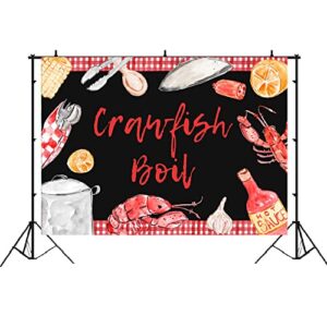 Lofaris Crawfish Boil Backdrop Sign Large Block Party Birthday Banner Decoration Crawfish Boil Party Supplies Photograph Background Indoor Outdoor Banner Decorations Cake Table Studio Props 7x5ft