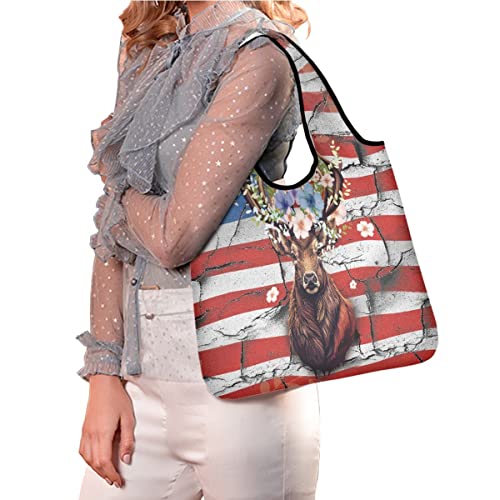 Women's Tote bag Shopping Bags Reusable Grocery Tote Bags Large Reusable Shopping Bags Tote Bags Shoulder Bags,Animal flag