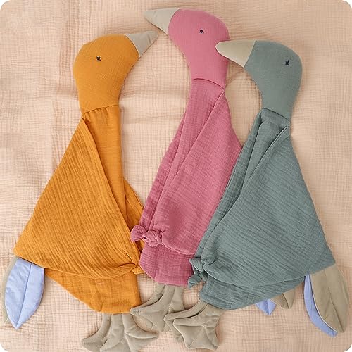 Knirose Newborn Baby Loveys Security Blanket Muslin Soft & Breathable,Organic Cotton Goose Lovies for Baby New Born Boy Girl Unisex Baby Unique Neutral Gifts for Babies Newborn Toddler