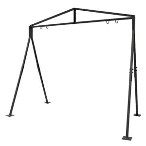 wupyi upgraded metal porch swing stand with 4 hooks,heavy duty 440 lbs weight capacity hanging swing frame set for outdoor backyard patio