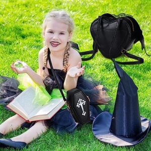 2 Pcs Gothic Purse Bat Wings PU Leather Crossbody Coffin Shape Wallet Handbags Novelty Shoulder Bag for Women Girls (Coffin and Bat)