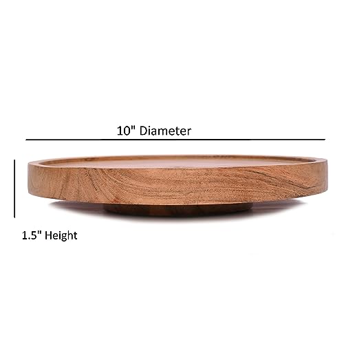 EDHAS Acacia Wood Lazy Susan Turntable for Table, Kitchen Countertop, Dining, Decorative,Countertop,Pantry (10" x 10" x 1.5")