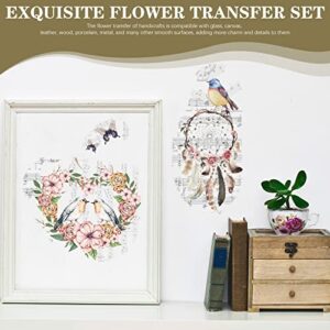 6 Sheets Flower Rub on Transfer Floral Rub on Transfers for Furniture Vintage Flower Decal Stickers for Wood Furniture Summer Flower Craft Wedding Decor, 6 x 12 Inches (Clock)