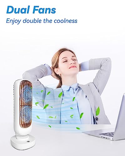 Tower Fan For Bedroom Living Room Home Office Table Battery Operated Rechargeable Small Desk Fans