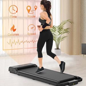 Walking Pad Under Desk Treadmill - Gywowken 2 in 1 Foldable Treadmill Walking Pad for Home Office, 2.5HP Portable Desk Treadmills with Remote Control for Walking Jogging Running