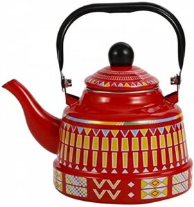 depila 1.5l-2.5l enamel cup, pear shaped pot kettle, enameled gas kettle, enamel coffee pot,household kettles,for kitchen hotel restaurant-red||1.7l teapot (color : red, size : 1.1l)