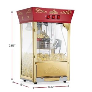 Olde Midway Movie Theater-Style Popcorn Machine Maker with 10-Ounce Kettle - Red, Vintage-Style Countertop Popper